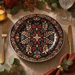 Autumn Mandala Charger Plate with Fall Leaves Pattern – Bohemian Thanksgiving Table Decor Set - MintiHome
