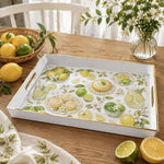 Lemon and Lime Citrus Kitchen Decorative Tray with Gold Trim - MintiHome