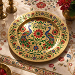 Diwali Twin Peacocks Decorative Plastic Plate – Floral Vine - MintiHome