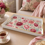 Watercolor Peony Plastic Serving Tray – Pink Floral Pattern - MintiHome
