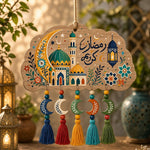 Ramadan Kareem Crescent Moon Wood Hanging Wall Decor – Dangles - MintiHome