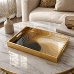 Modern Gold Swirl Abstract Decorative Tray with Black Accents | Minti Home - MintiHome