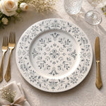 Grey Damask Floral Charger Plate – Ornamental Ceramic Underplate for Wedding & Elegant Dinner - MintiHome