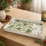 Christmas Holly Plastic Serving Tray – Pine & Berry Wreath - MintiHome