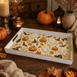 Halloween Pumpkin Plastic Serving Tray – Ghost & Black Cat - MintiHome