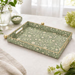 Sage Green Daisy Botanical Rectangular Tray | Table Decor - MintiHome