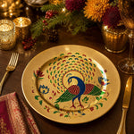 Diwali Peacock Decorative Plastic Plate – Royal Mandala - MintiHome