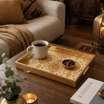 Islamic Geometric Gold Decorative Tray with Crescent Medallions | Minti Home - MintiHome