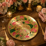 Diwali Kamadhenu Cow Gold Charger Plate – Decorative Under Plate with Sacred Cow & Lotus for Festive Table - MintiHome