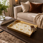 Diwali Gold Paisley Floral Tray on White - Gold Frame - Minti Home - MintiHome