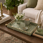 Sage Green Daisy Botanical Rectangular Tray | Table Decor - MintiHome