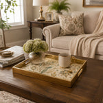 Persian Floral Decorative Tray with Gold Frame and Paisley Motifs | Minti Home - MintiHome