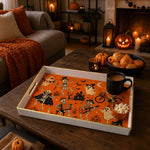 Spooky Halloween Skeleton Party Decorative Tray with Gold Trim - MintiHome