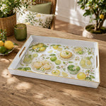 Lemon and Lime Citrus Kitchen Decorative Tray with Gold Trim - MintiHome