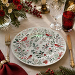 Christmas Cardinal and Holly Charger Plate – Botanical Holiday Table Set - MintiHome