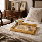 Gold Rose Damask Decorative Tray with Heraldic Florals and Gold Frame | Minti Home - MintiHome