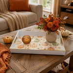 Watercolor Pumpkin Fall Harvest Decorative Tray with Gold Trim - MintiHome