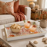Coral Crab Seashell Coastal Decorative Tray with Gold Trim - MintiHome