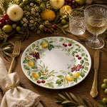 Mediterranean Fruit Charger Plate with Lemon Cherry Grape Border – Tuscan Table Decor Set - MintiHome
