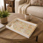 Bunny Floral Decorative Tray with Gold Frame - MintiHome