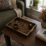 Elegant Gold Leaf Decorative Tray with Glass Finish - MintiHome