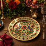Diwali Twin Peacocks Decorative Plastic Plate – Floral Vine - MintiHome