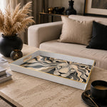White Gold Stylized Lion Face Decorative Tray Modern Boho Animal - MintiHome