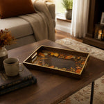 Fall Leaves Decorative Serving Tray with Glass Base, 40x30 cm - MintiHome