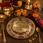 Happy Diwali Decorative Plastic Plate – Paisley & Diya Lamps - MintiHome