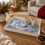 Santa Sleigh Winter Village Christmas Decorative Tray Gold Trim - MintiHome