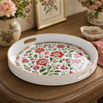 Floral Medallion Plastic Serving Tray – Golden Dotted Border - MintiHome