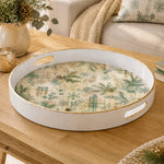 White Gold Watercolor Christmas Plaid Tray with Pine and Snowflakes - MintiHome