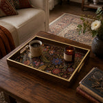 Bohemian Floral Serving Tray with Dark Wood Frame, Wildflower - MintiHome