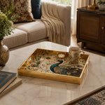 Diwali Peacock Decorative Tray with Gold Frame - Minti Home - MintiHome