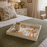 Bunny Floral Decorative Tray with Gold Accents - MintiHome