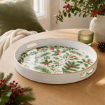 Christmas Holly Plastic Serving Tray – Pine & Berry Wreath - MintiHome