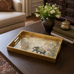 Indian Palace Elephant Procession Decorative Tray with Mughal Architecture and Gold Frame | Minti Home - MintiHome
