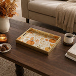 Autumn Pumpkin Leaves Decorative Serving Tray Gold Frame - MintiHome