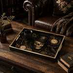 Vintage Halloween Skull Serving Tray with Black & Gold Gothic Frame - MintiHome