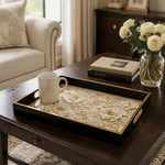 Elegant Floral Decorative Tray with Gold Accents - MintiHome
