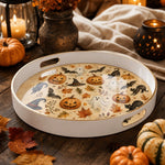 Halloween Pumpkin Plastic Serving Tray – Ghost & Black Cat - MintiHome