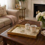 Mughal Arch Floral Decorative Tray with Gold Frame and Lanterns | Minti Home - MintiHome