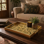 Moroccan Geometric Green Decorative Tray with Gold Frame and Star Motifs | Minti Home - MintiHome