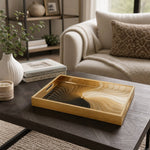 Modern Gold Swirl Abstract Decorative Tray with Black Accents | Minti Home - MintiHome