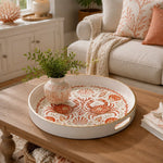 Coral Crab Seashell Coastal Decorative Tray with Gold Trim - MintiHome