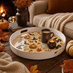 Halloween Pumpkin Plastic Serving Tray – Ghost & Black Cat - MintiHome