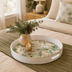 White Gold Watercolor Christmas Plaid Tray with Pine and Snowflakes - MintiHome