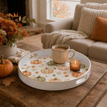 Watercolor Pumpkin Fall Harvest Decorative Tray with Gold Trim - MintiHome