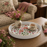 Floral Medallion Plastic Serving Tray – Golden Dotted Border - MintiHome