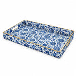 Ramadan Decorative Plastic Serving Tray – Indigo Mirrored Damask - MintiHome
